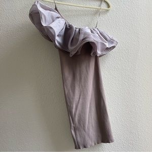 Zara one shoulder ruffle knit dress Gray Size S